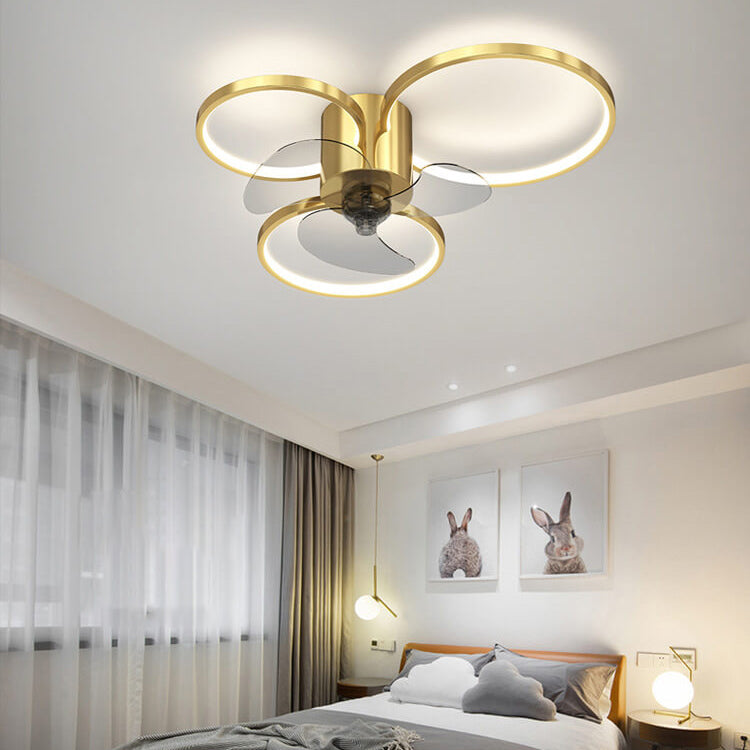 Modernes, helles, luxuriöses, geometrisches, quadratisches, rundes Design LED-Unterputz-Deckenventilator-Licht