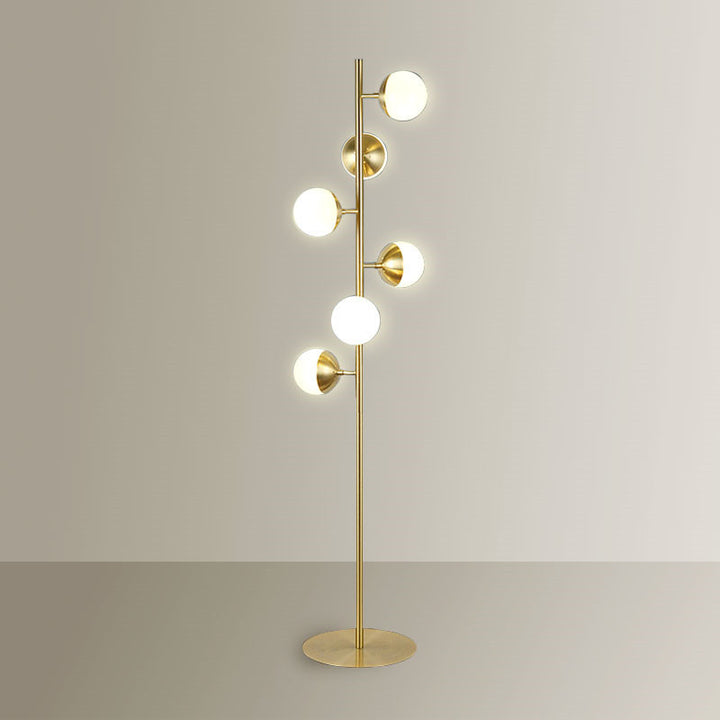 Lampadaire moderne minimaliste en métal et verre à 6 lumières avec boule ronde 