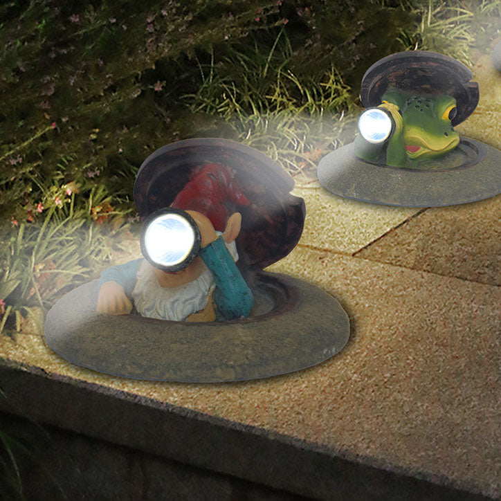 European Creative Elf Frog Resin Solar LED Outdoor Lawn Ground Insert Landscape Light