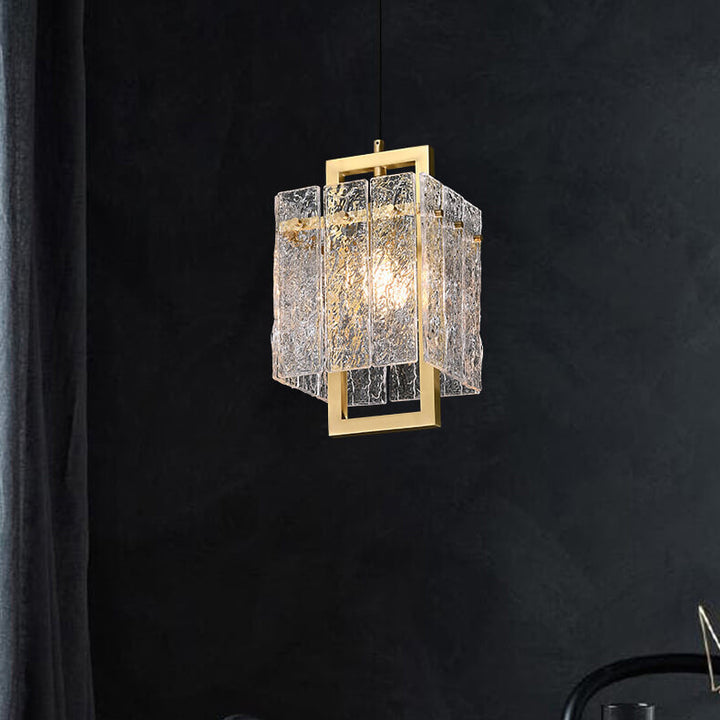 Moderne Luxus Glas Messing Quadrat 1-Licht Pendelleuchte 