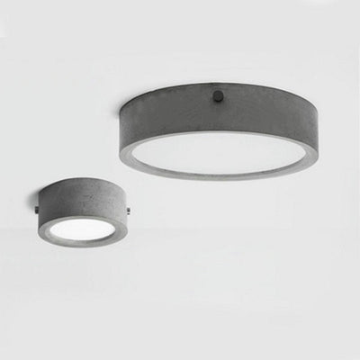Industrial Simple Round Cement LED Flush Mount Ceiling Light