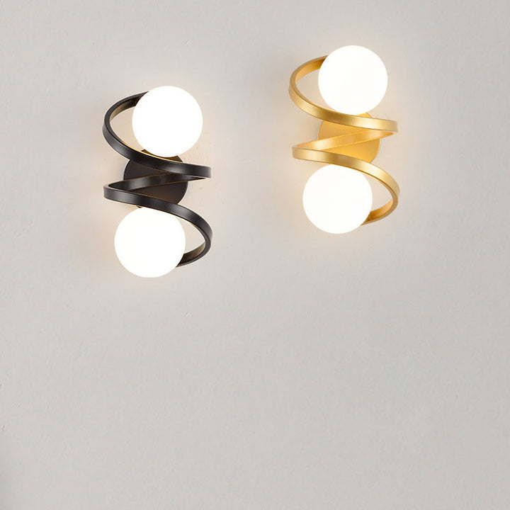 Moderne, minimalistische, runde, kugelförmige Glas-Wandleuchte mit 2 Leuchten 