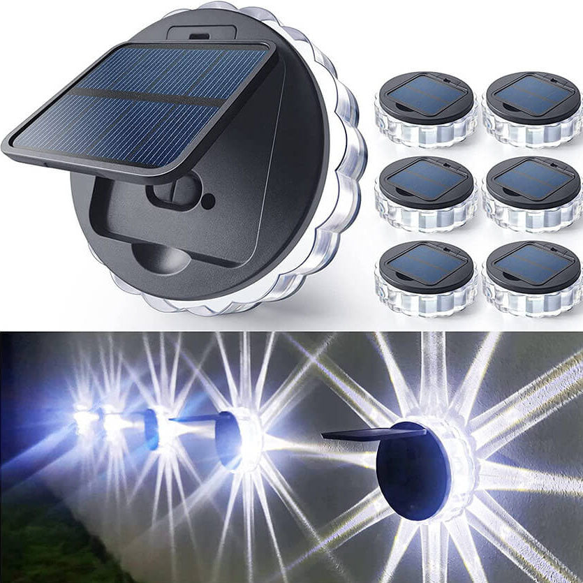 Modern Minimalist Solar Outdoor Petal Round ABS Acrylic LED Garden Fence Wall Sconce Lamp