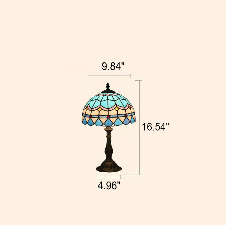 Europäische Vintage Tiffany 1-Licht-Tischlampe aus Legierung 