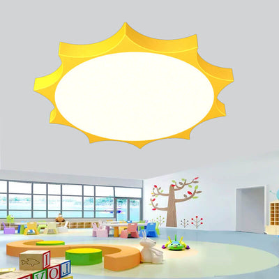 Modern Children's Sun Iron Acrylic Frosted LED Flush Mount Ceiling Light