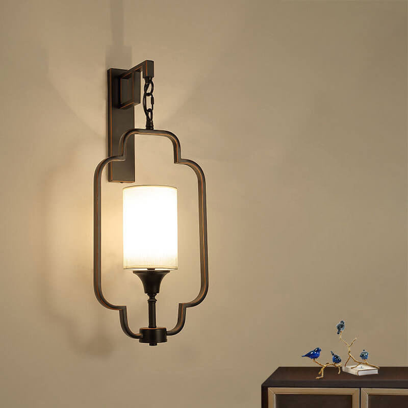 Lampe Applique Murale 1 Lumière avec Cadre en Fer et Tissu Classique Moderne 
