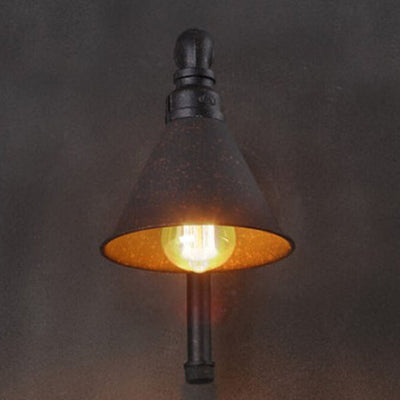 Industrial Vintage Plumbing Cone Iron 1-Light Wall Sconce Lamp