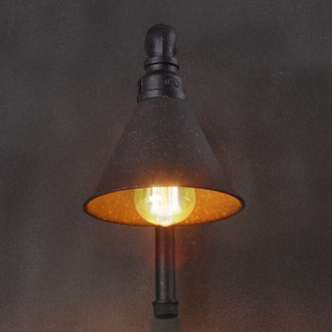 Industrial Vintage Plumbing Cone Iron 1-Light Wall Sconce Lamp