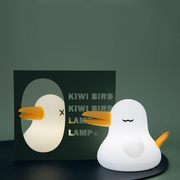 Lámpara de Mesa Decorativa LED Regulable con Temporizador Recargable de Silicona con Forma de Pájaro Kiwi de Dibujos Animados 