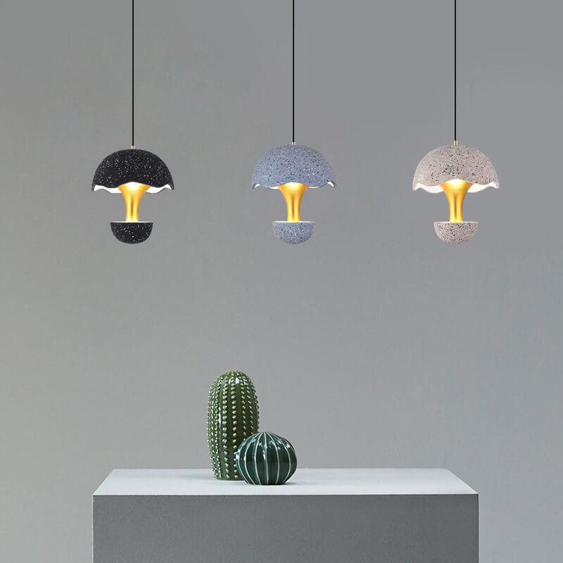 Moderne kreative runde Eierschalen-Hardware-Zement-LED-Pendelleuchte 
