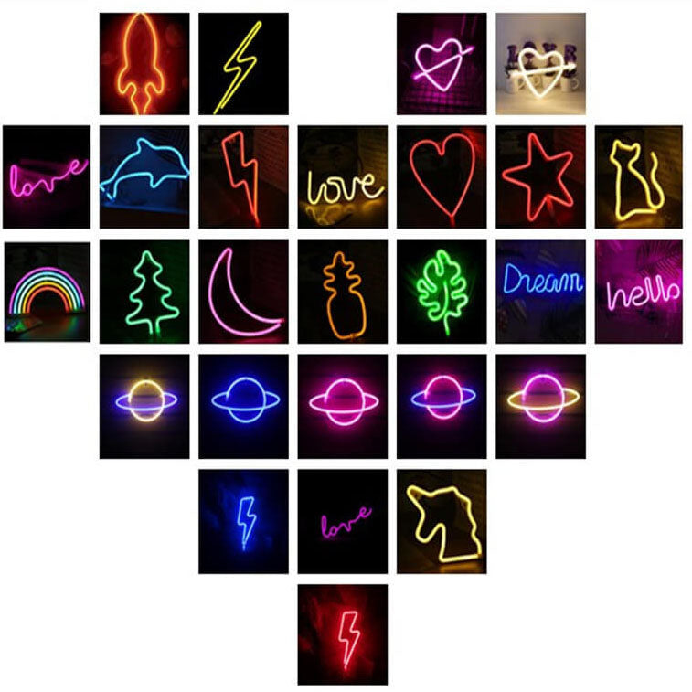 Moderne Kunststoff Fünf-Farben-Regenbogen LED Neon Dekoratives Licht 