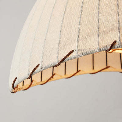 Japanese Wabi-sabi Striped Fabric Dome 1-Light Pendant Light