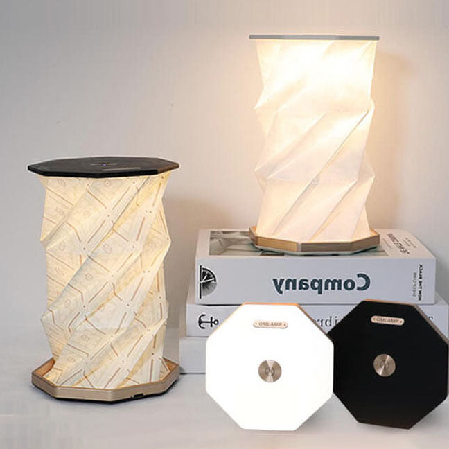Contemporary Creative Rotating Foldable Wooden Touch LED Decoration Night Light Table Lamp for Bedroom
