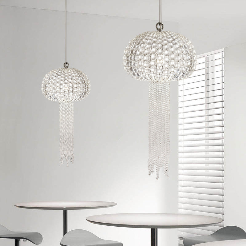 Modern Luxury Round Glass Jellyfish Shape 1-Light Pendant Light For Living Room