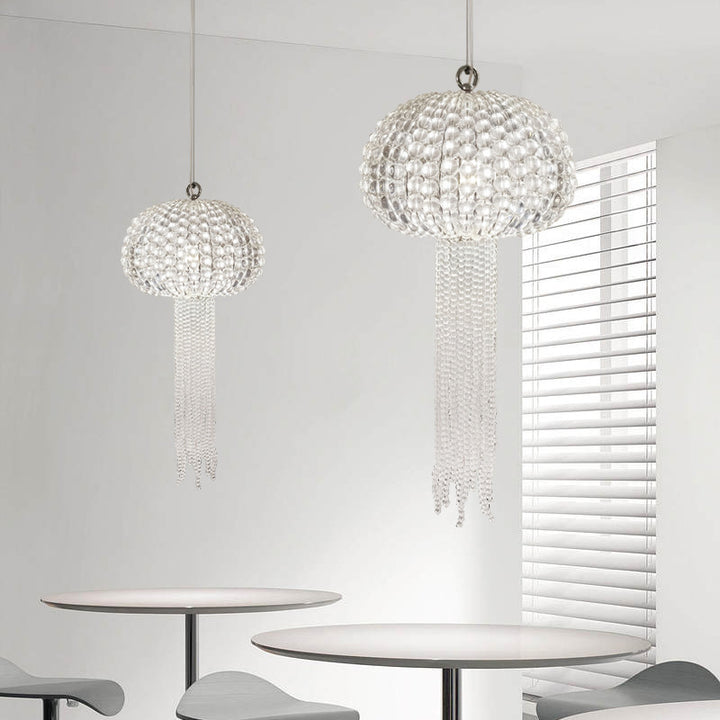 Modern Luxury Round Glass Jellyfish Shape 1-Light Pendant Light For Living Room