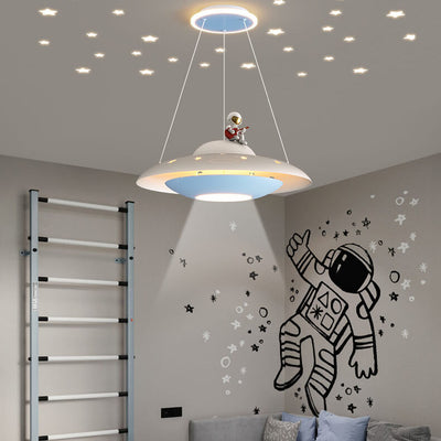 Moderne kreative Flying Saucer Space Astronaut Kinder LED-Kronleuchter