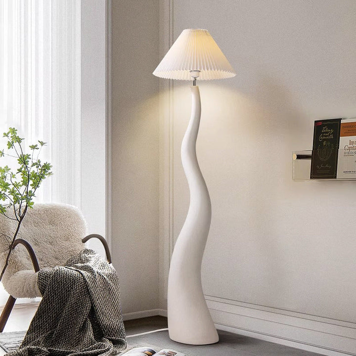 Zeitgenössische kreative konische Wellen Harzgewebe 1-Licht Stehlampe für Schlafzimmer 