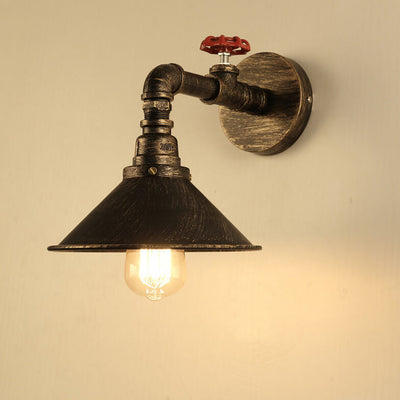 Industrial Iron Vintage Faucet Water Pipe Design 1-Light Wall Sconce Lamp