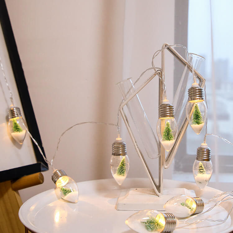 LED Bouteille à Souhaits Ampoule Arbre de Noël Neige Boîte à Piles Guirlande Lumineuse Décorative 