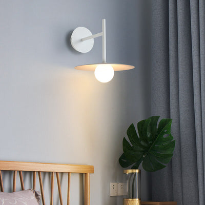 Modern Minimalist Solid Color Round Hardware Glass 1-Light Wall Sconce Lamp