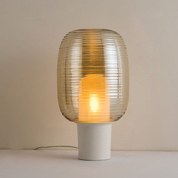 Modern Minimalist Striped Oval Glass 1-Light Table Lamp