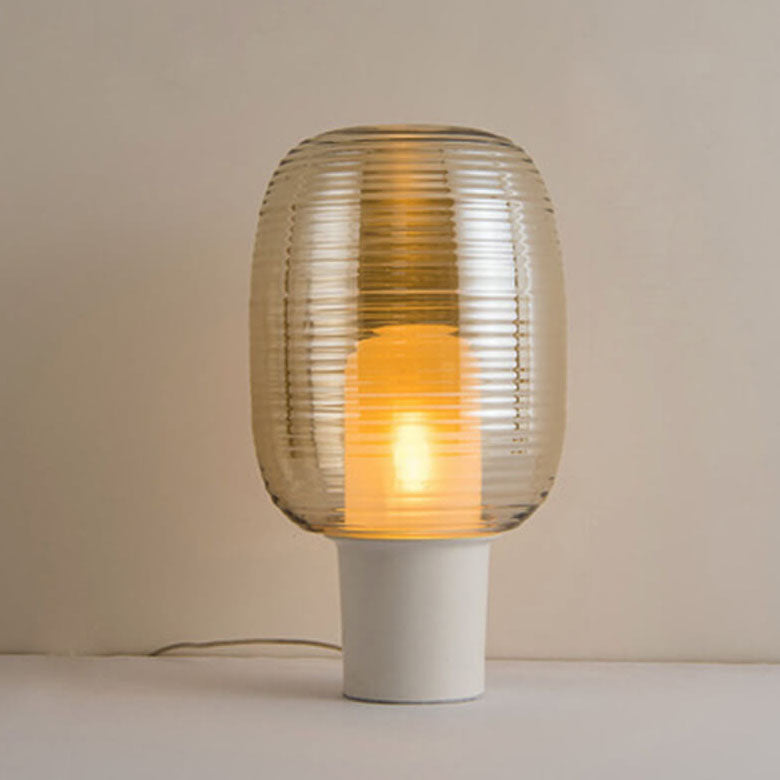 Lampe de table moderne minimaliste à rayures ovales en verre à 1 lumière 