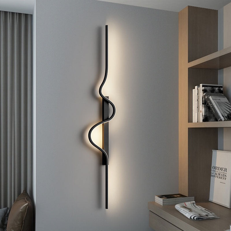 Modern Minimalist Aluminum Corrugated Strip Iron Frame LED Wall Sconce Lamp For Bedroom