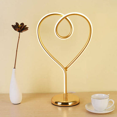 Modern Creative Heart Shape Aluminum Iron LED Table Lamp