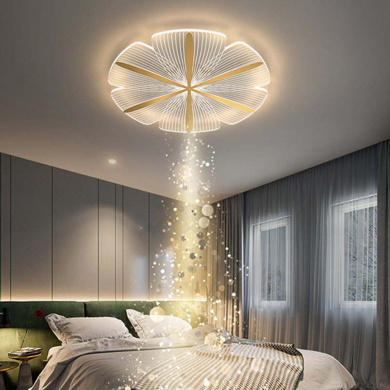 Modern Minimalist Acrylic Petal Round Gold LED Flush Mount Ceiling Light