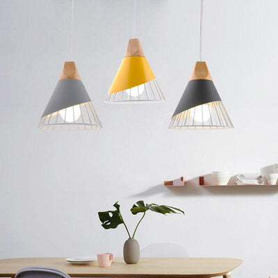 Nordic Macaron 1-Light Wire Cone Cage Pendant Light