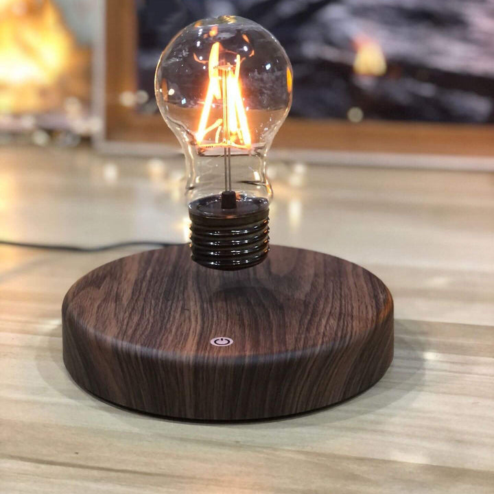 Lampe de table décorative à LED en noyer, ampoule à lévitation créative 