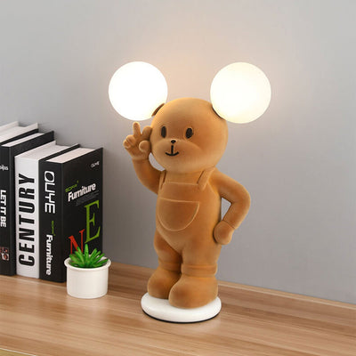 Cartoon Creative Bear Khaki Resin Acrylic LED Table Lamp