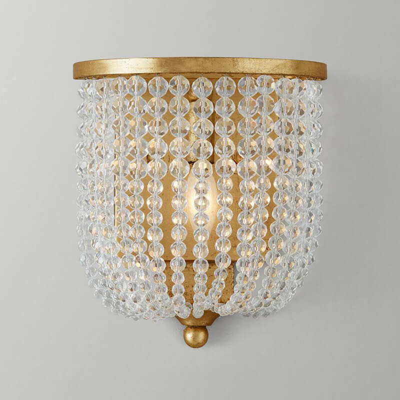 Vintage Antique Crystal Half Cylinder Decorative 1-Light Wall Sconce Lamp