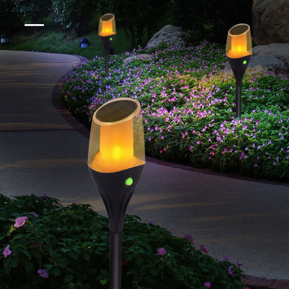 Modern Minimalist ABS PC Solar Outdoor Torch Design Waterproof LED Patio Lawn Ground Insert Landscape Light