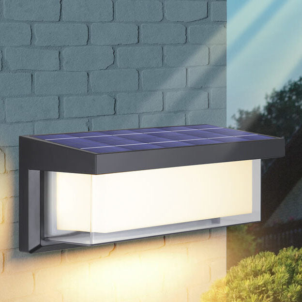 Lámpara Apliqué de Pared Exterior Moderna Minimalista Solar Rectangular PC LED Para Patio Exterior 