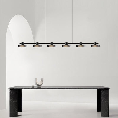 Nordic Minimalist Einfarbig Schwarz Edelstahl Acrylglas LED Insel Licht Kronleuchter 