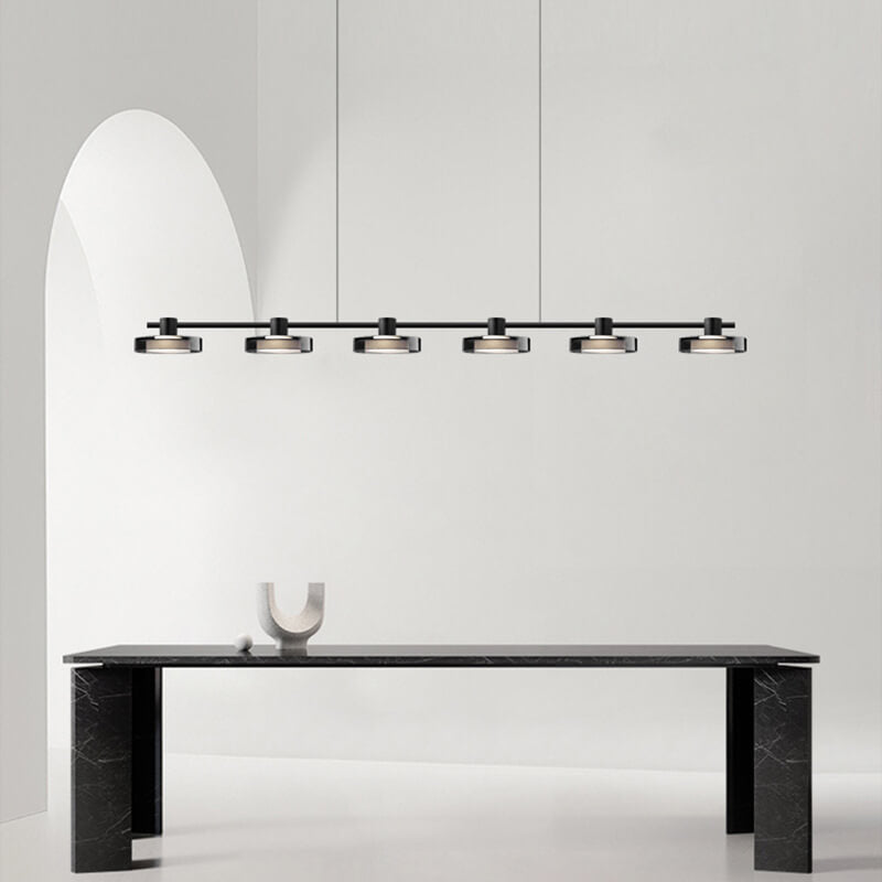 Nordic Minimalist Einfarbig Schwarz Edelstahl Acrylglas LED Insel Licht Kronleuchter 