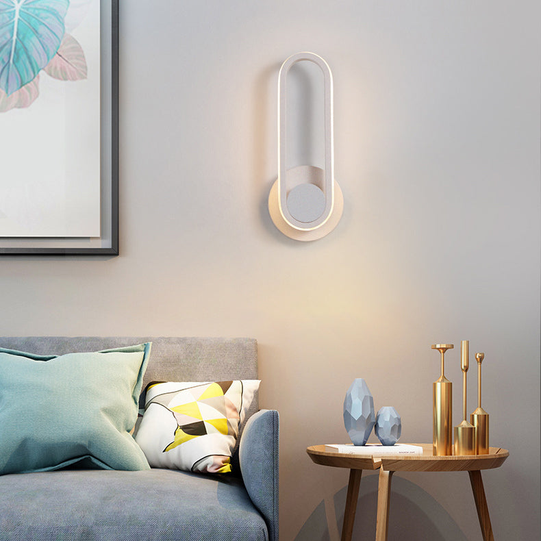 Contemporary Simplicity Iron Oval Ring Rotatable LED Wall Sconce Lamp For Bedroom