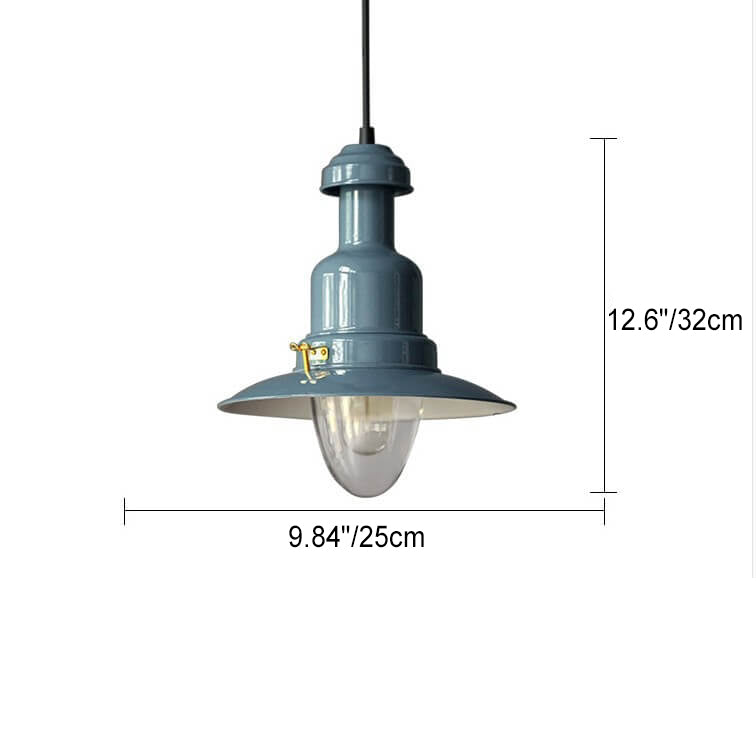 Skandinavische Industrielle Eisenlackierte Runde 1-Licht Pendelleuchte 