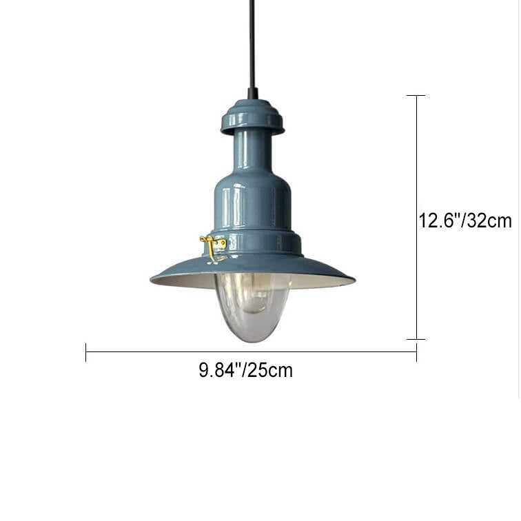 Scandinavian Industrial Iron Lacquered Round 1-Light Pendant Light
