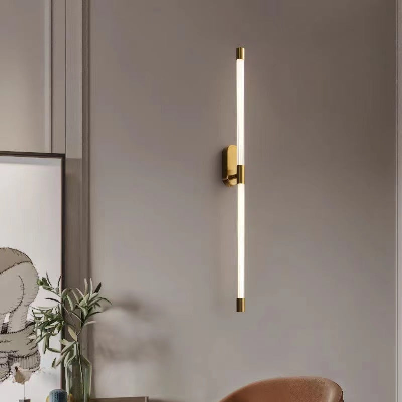 Modern Luxury Electroplated Iron Straight Line LED Wall Sconce Lamp For Bedroom