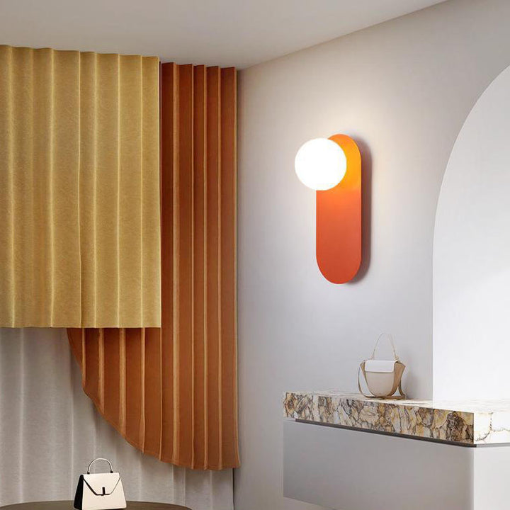 Aplique de pared de 1 luz con base de anillo naranja de vidrio minimalista nórdico 