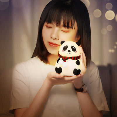 Kindliche Cartoon Mini Panda Silikon LED Nachtlicht Tischlampe 