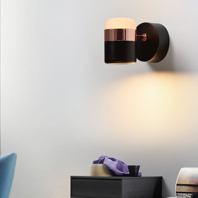 Modern Minimalist Cylindrical Spotlight Adjustable Mini LED Wall Sconce Lamp For Bedroom