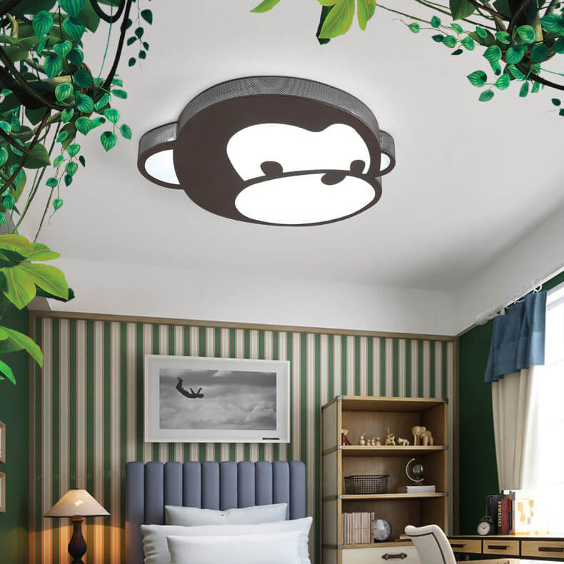 Childlike Cartoon Monkey Design LED Flush Mount Light