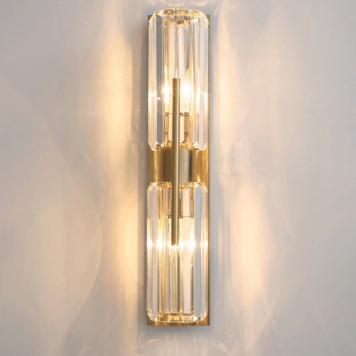 Modern Luxury Crystal Metal Strip 2-Light Wall Sconce Lamp