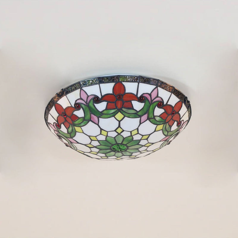 Europäische Tiffany-Blumen-Buntglas-Deckenleuchte mit 3 Leuchten 