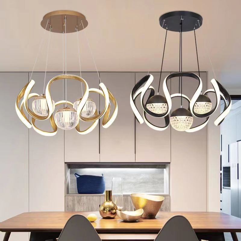 Nordic Creative Orb Twisted Lines Island Light  LED Chandelier