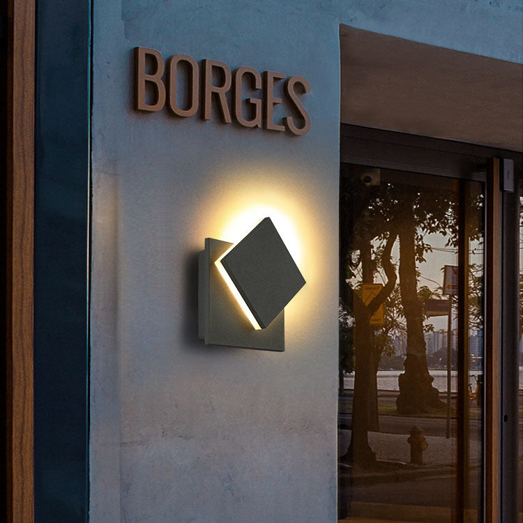 Modern Minimalist Waterproof Square Flat Geometric Aluminum PC LED Wall Sconce Lamp