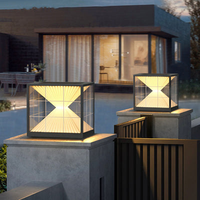Modern Creative Hourglass Rectangular Acrylic Stainless Steel Outdoor Waterproof Door Post Light